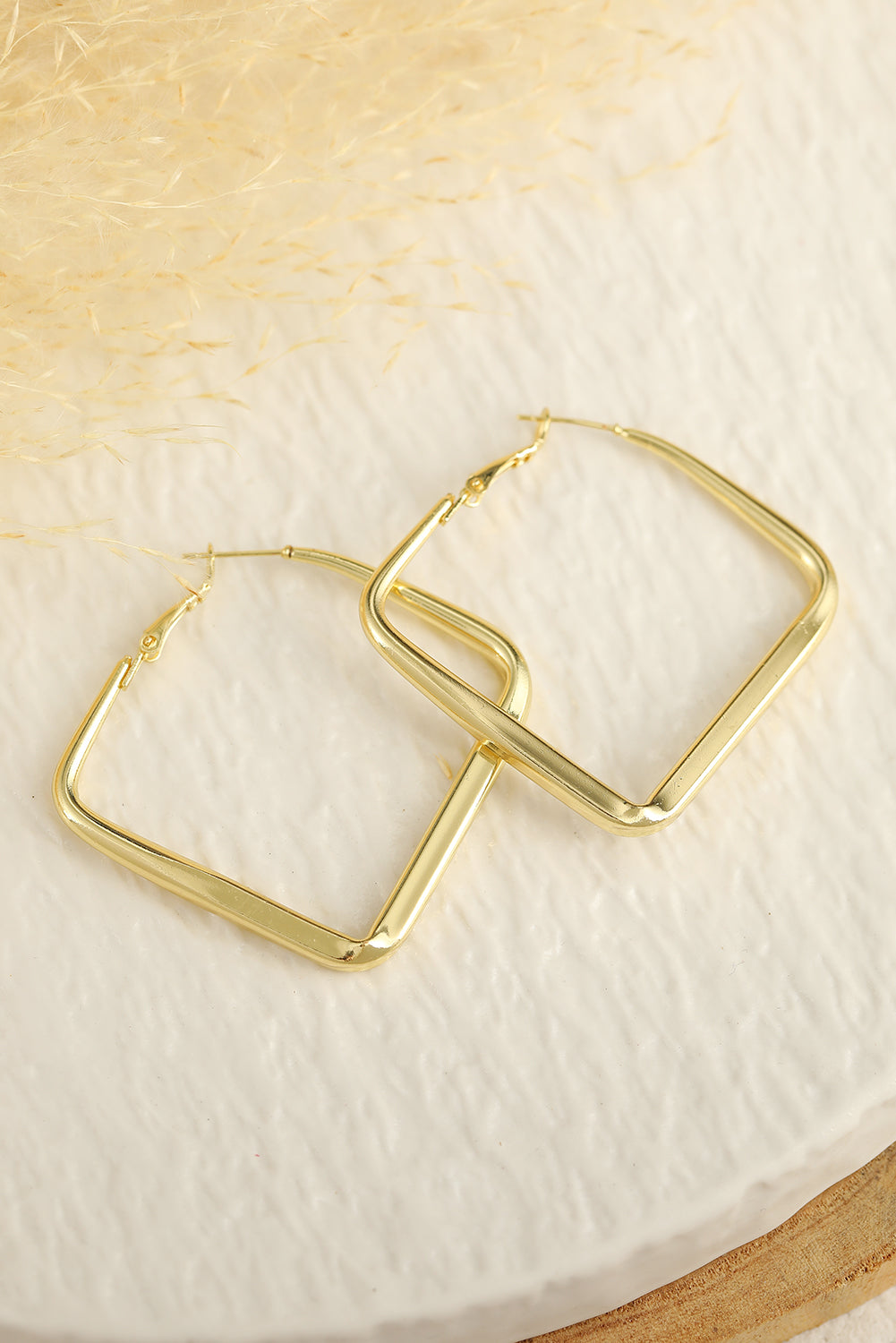 Gold Chunky Square Hoop Earrings Jewelry JT's Designer Fashion