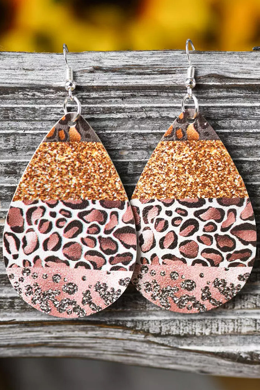 Multicolor Leopard Glitter PU Leather Earrings Jewelry JT's Designer Fashion