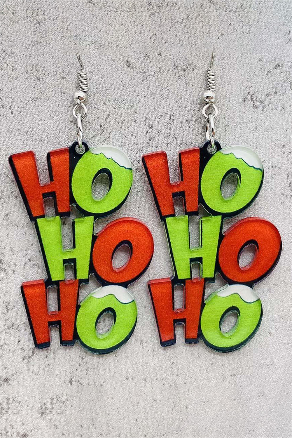 Green HO HO HO Dangle Christmas Earrings Jewelry JT's Designer Fashion