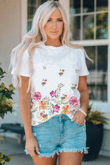 White Family Matching Adult Flower Printed Crew Neck T Shirt Family T-shirts JT's Designer Fashion