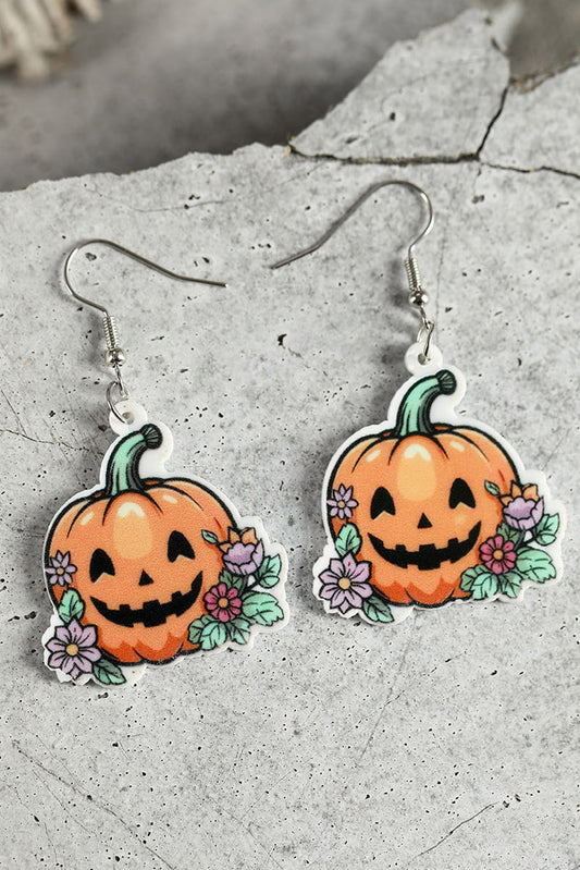 Grapefruit Orange Halloween Pattern Acrylic Drop Earrings Jewelry JT's Designer Fashion