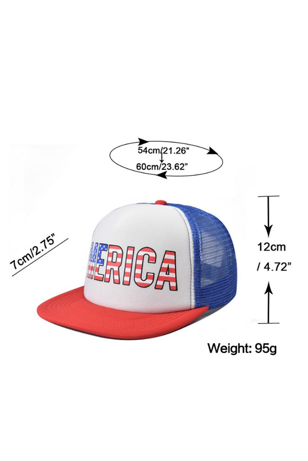 Multicolor Independence Day MERICA Graphic Mesh Ponytail Cap Hats & Caps JT's Designer Fashion