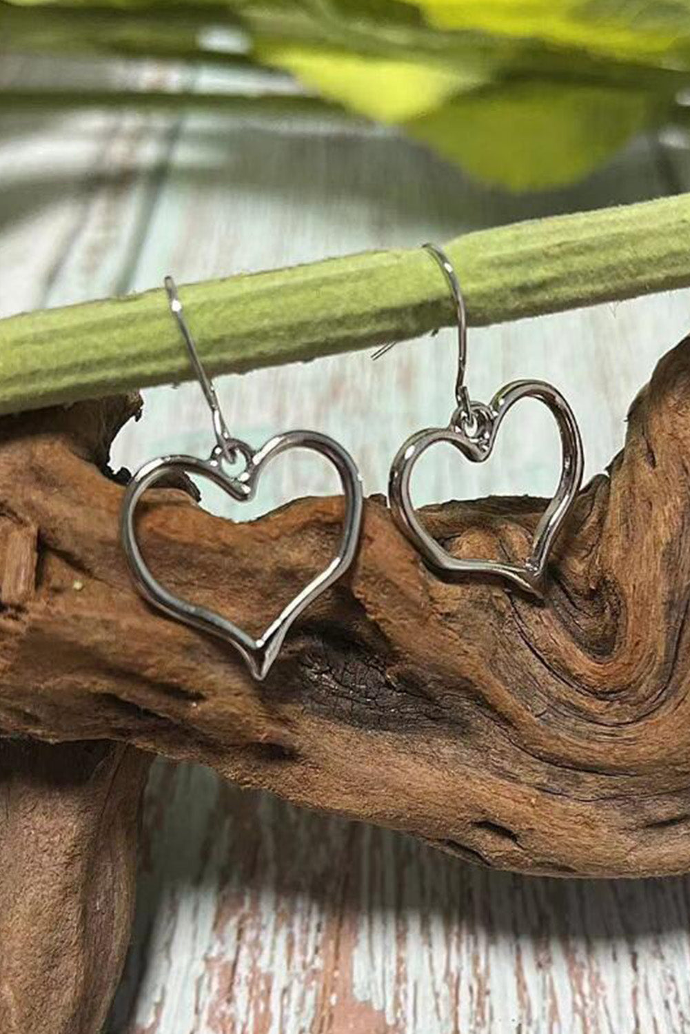 Silvery Heart Shape Hook Drop Earrings Jewelry JT's Designer Fashion