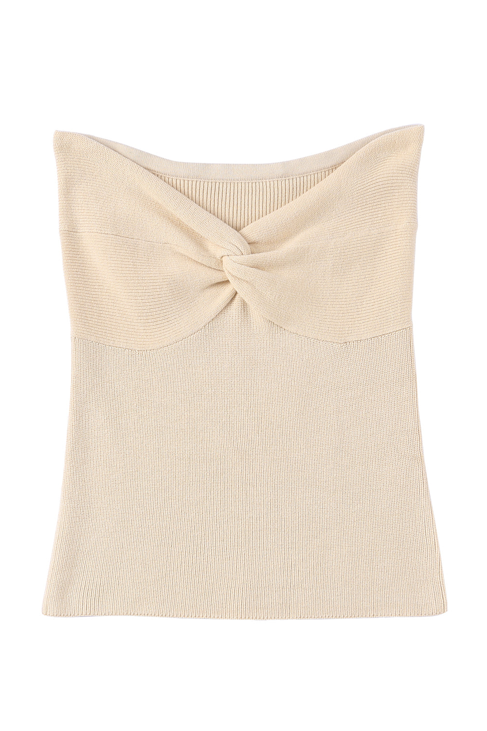 Beige Twist Bandeau Ribbed Knit Vest Tank Tops JT's Designer Fashion