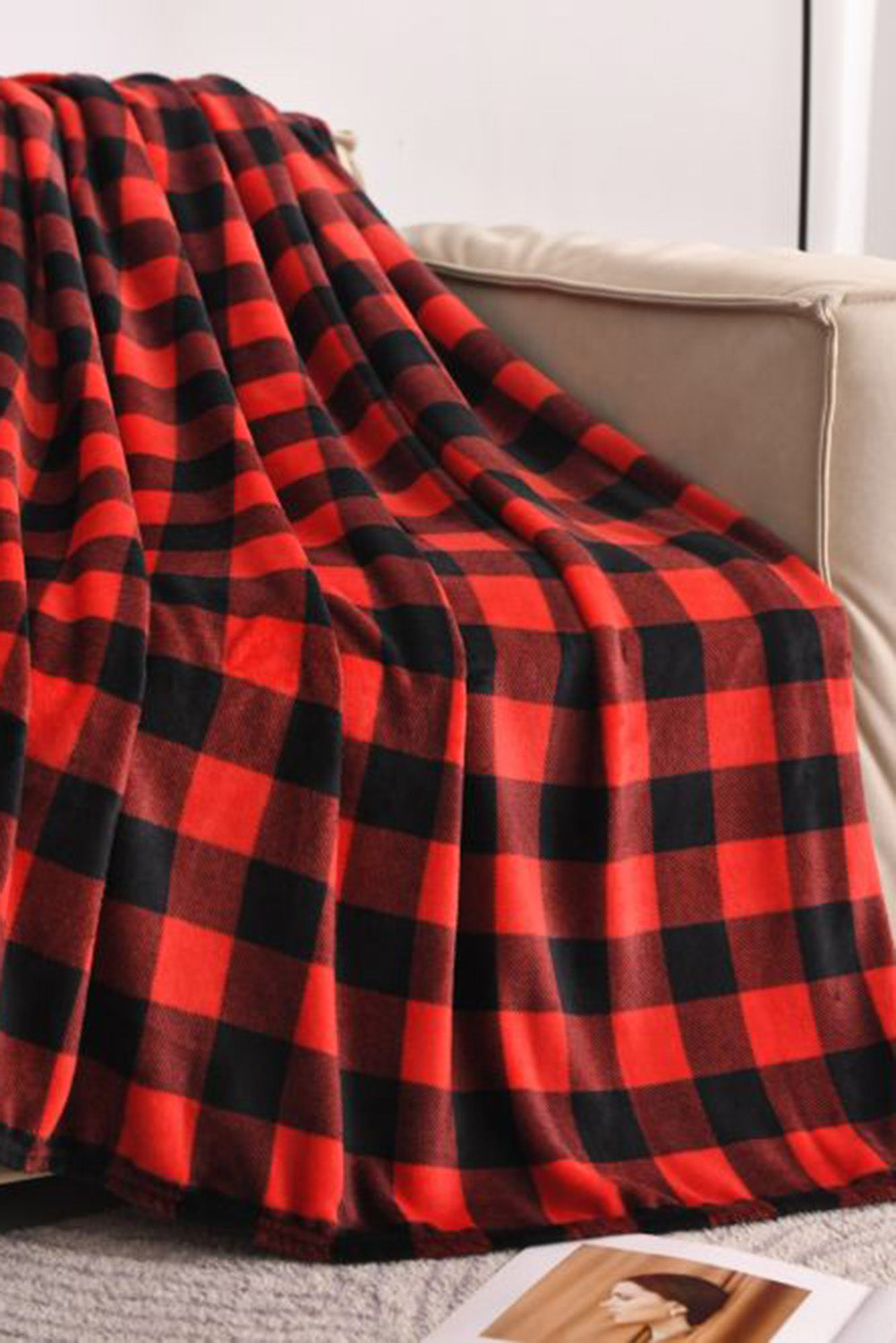 Red Plaid Fleece Blanket 130*150cm Other Accessories JT's Designer Fashion