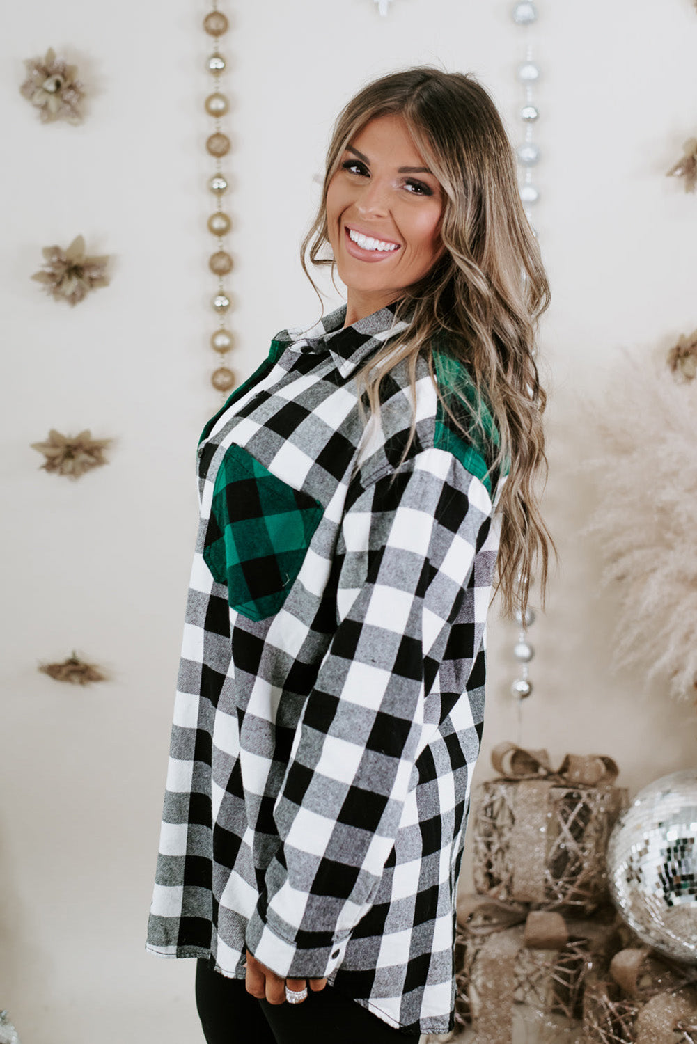 Verdant Plaid Color Block Buttoned Plus Size Shirt Plus Size JT's Designer Fashion