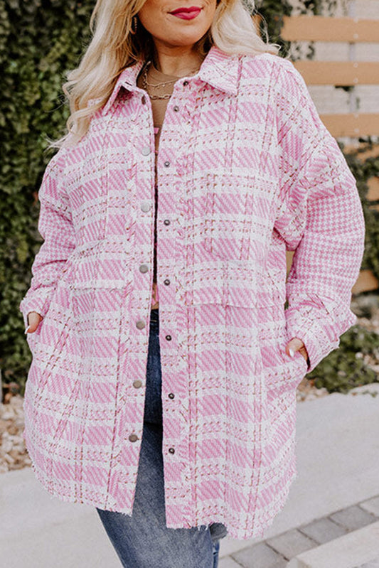 Pink boston-bff-tweed-jacket-in-sky-blue-curves Plus Size JT's Designer Fashion