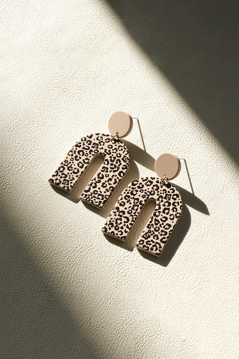 Brown Neutral Animal Print U Shaped Earrings Jewelry JT's Designer Fashion