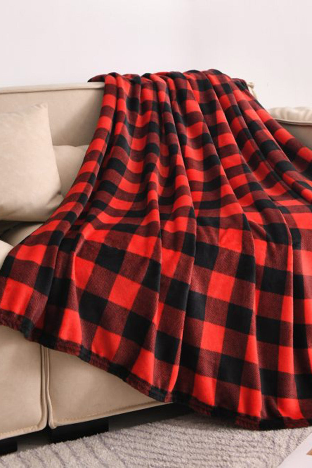 Red Plaid Fleece Blanket 130*150cm Other Accessories JT's Designer Fashion