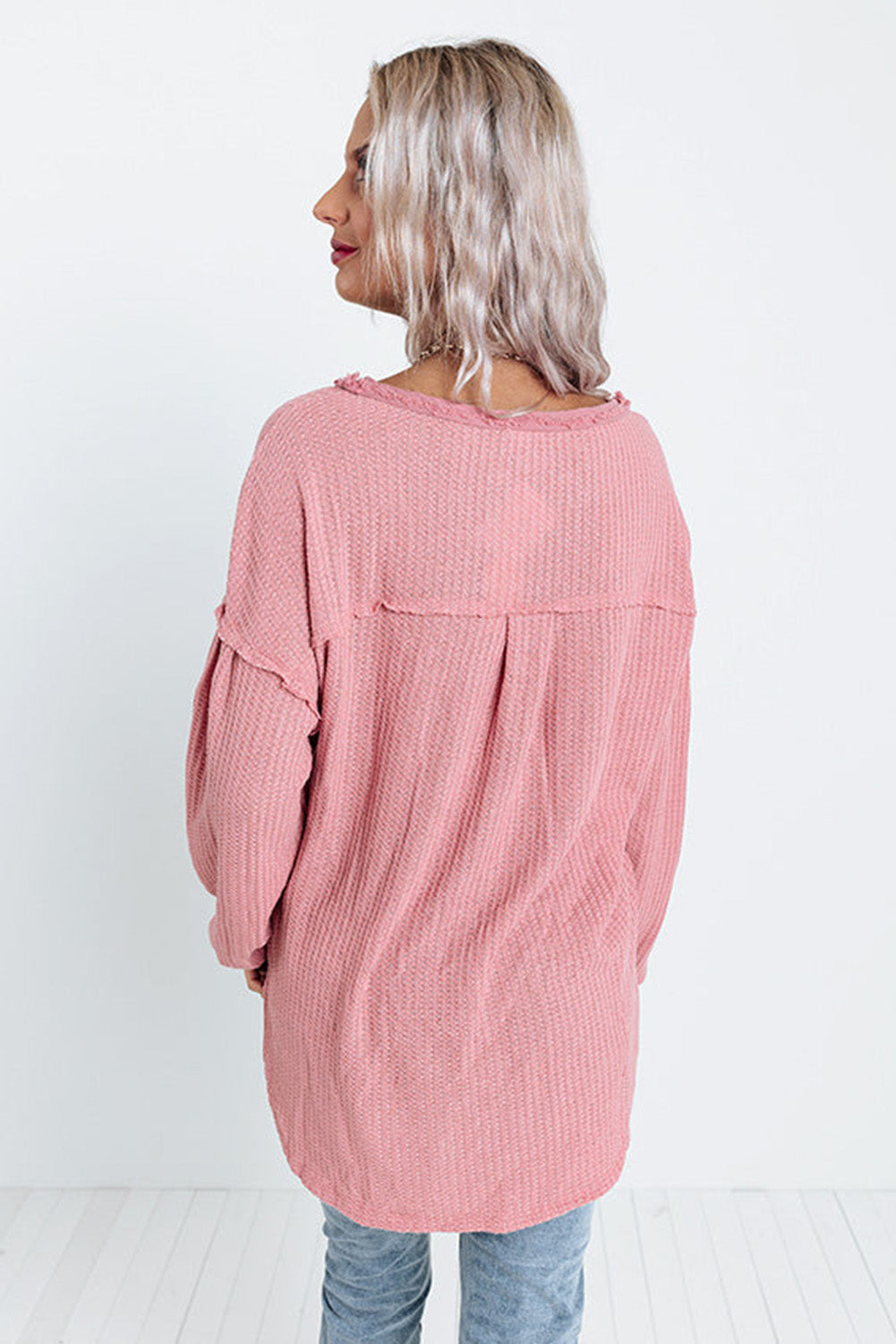 Pink Fantastic Flurries Waffle Knit Top Tops & Tees JT's Designer Fashion