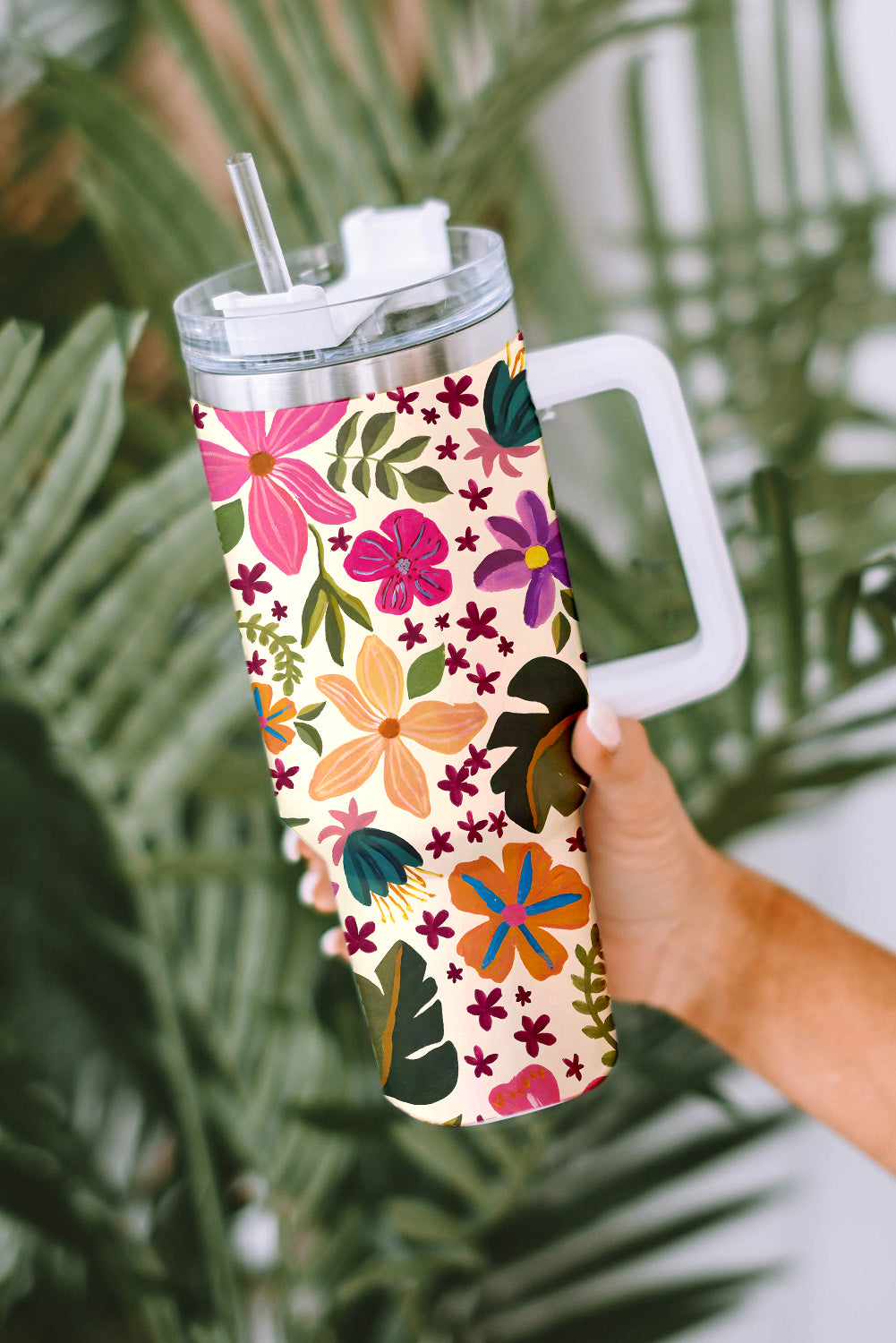 Multicolor Floral Print 304 Stainless Double Insulated Cup 40oz Tumblers JT's Designer Fashion