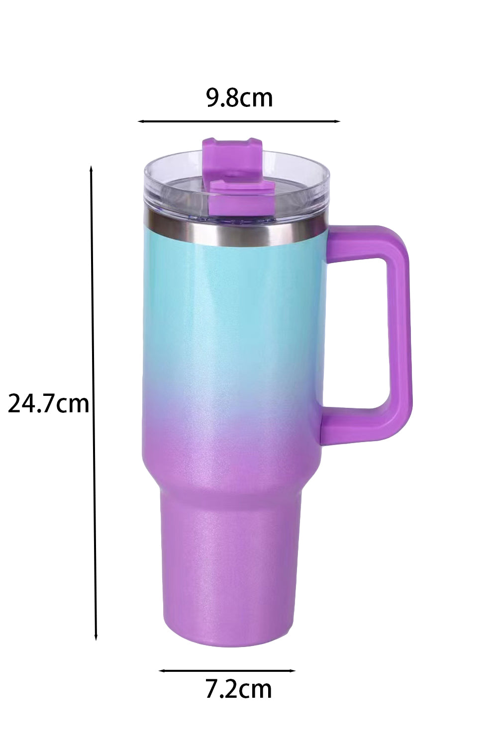 Sky Blue Gradient Color Handled 304 Stainless Steel Vacuum Cup Tumblers JT's Designer Fashion