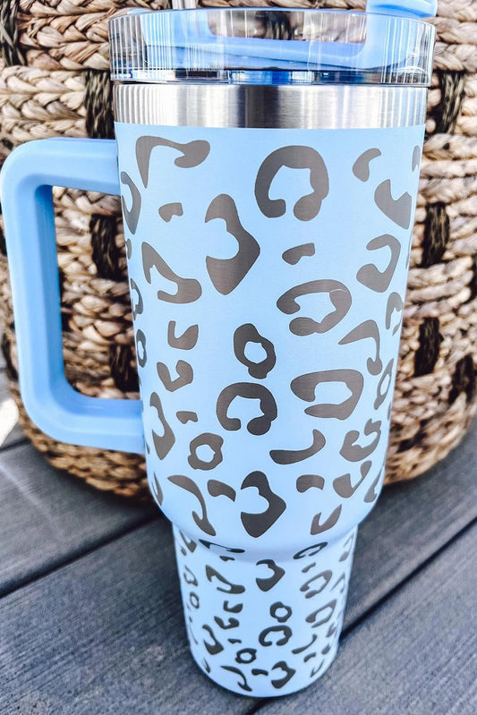 Sky Blue Leopard Spotted 304 Stainless Double Insulated Cup 40oz Tumblers JT's Designer Fashion