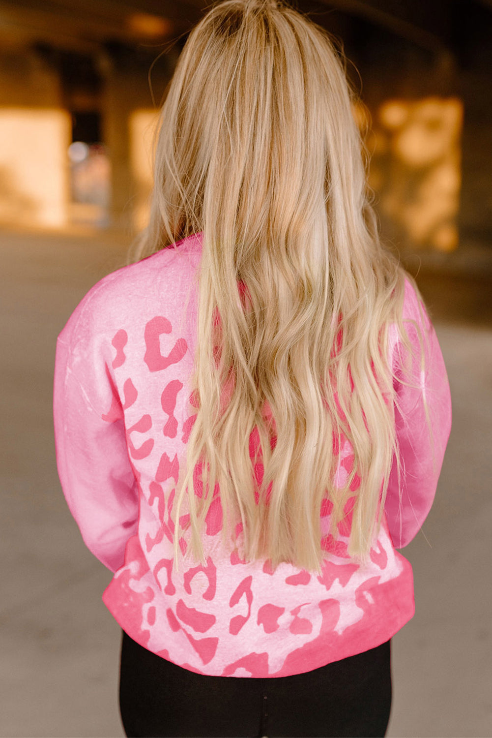 Pink Bleached Cheetah Print Sweatshirt Pre Order Sweatshirts & Hoodies JT's Designer Fashion