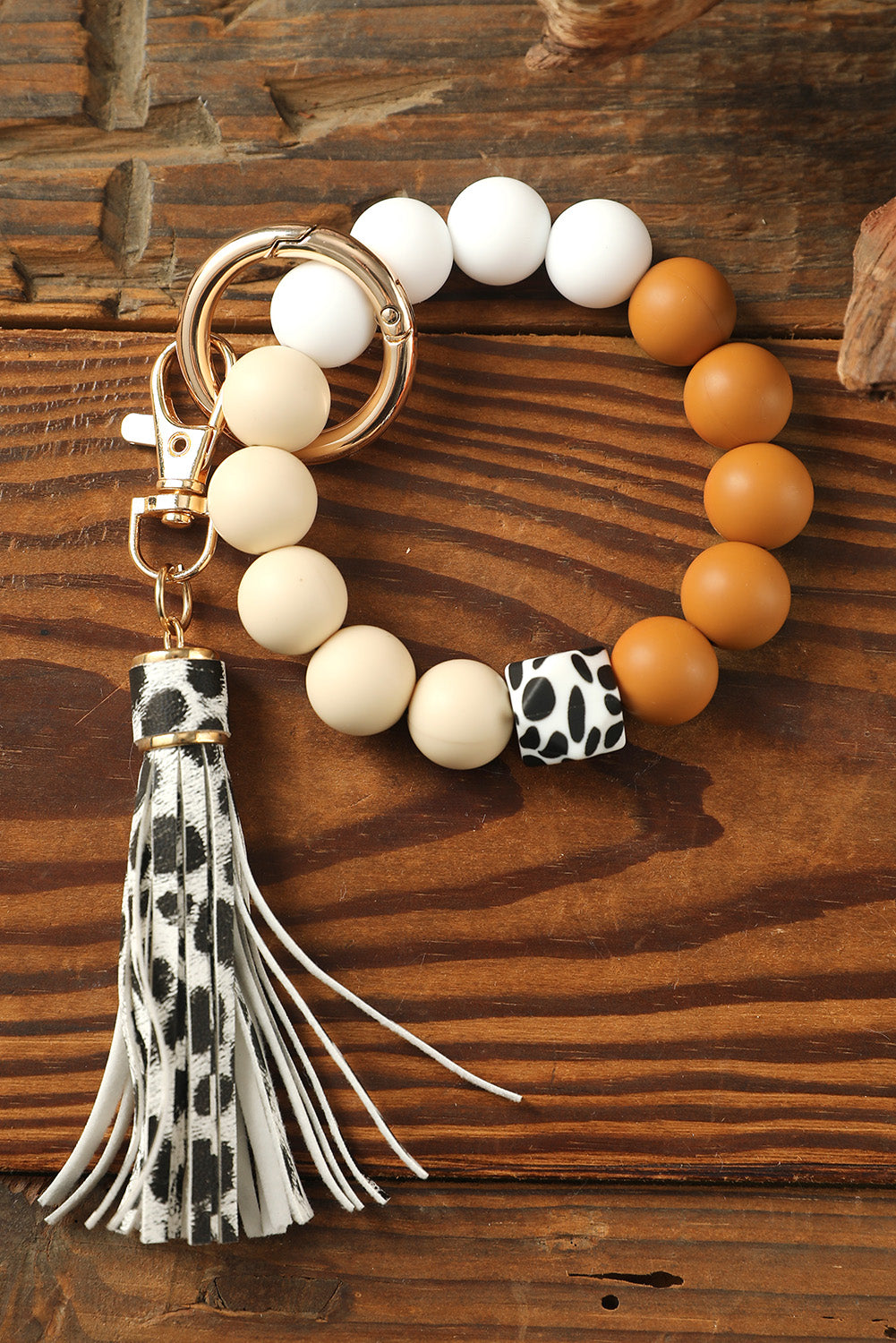 Multicolor Silicone Beads Bracelet Leopard Tassel Keyring Other Accessories JT's Designer Fashion