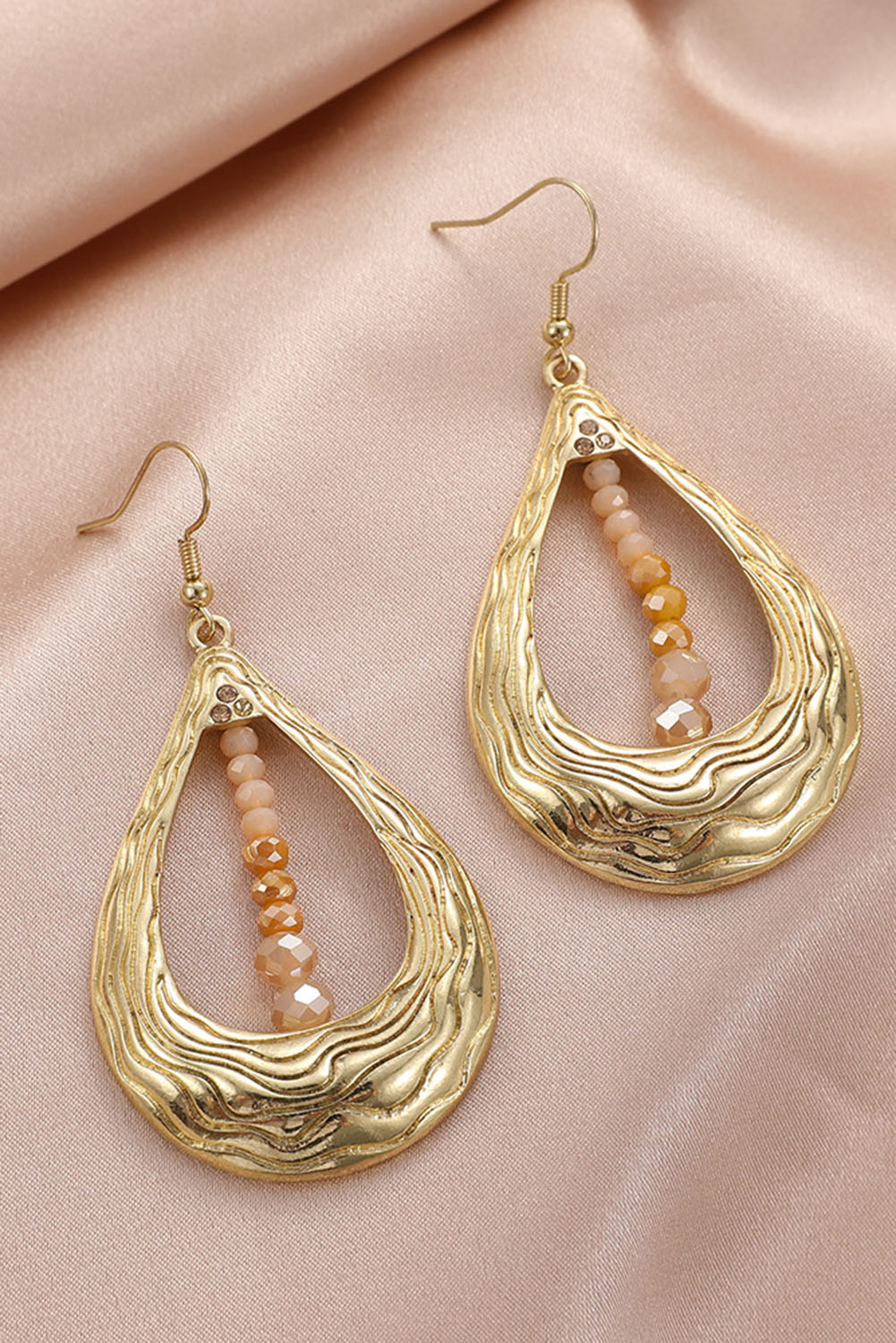 Gold Beaded Water Drop Hook Earrings Jewelry JT's Designer Fashion