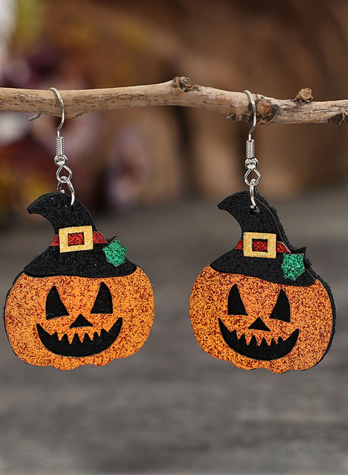 Gold Flame Halloween Pumpkin Dangle Earrings Jewelry JT's Designer Fashion