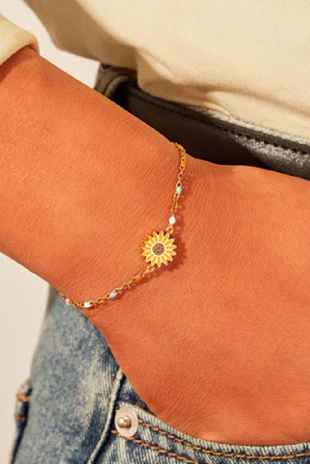 Yellow Sunflower Colorful Beading Bracelet Jewelry JT's Designer Fashion