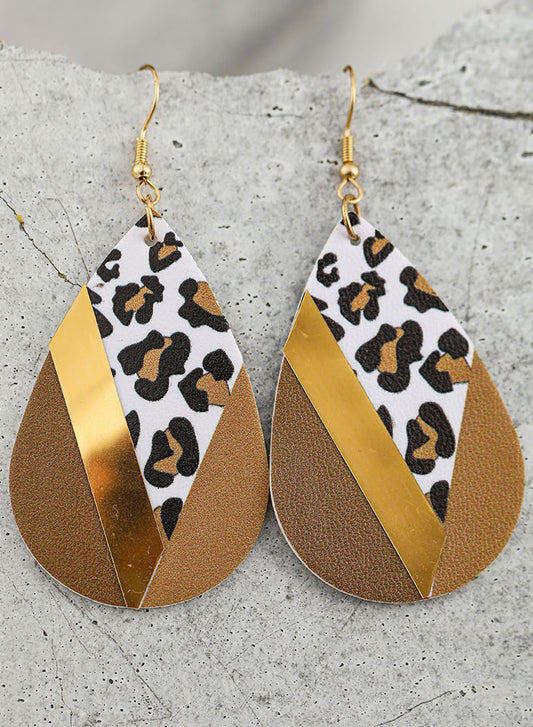 Multicolour Leopard Accent PU Leather Earrings Jewelry JT's Designer Fashion