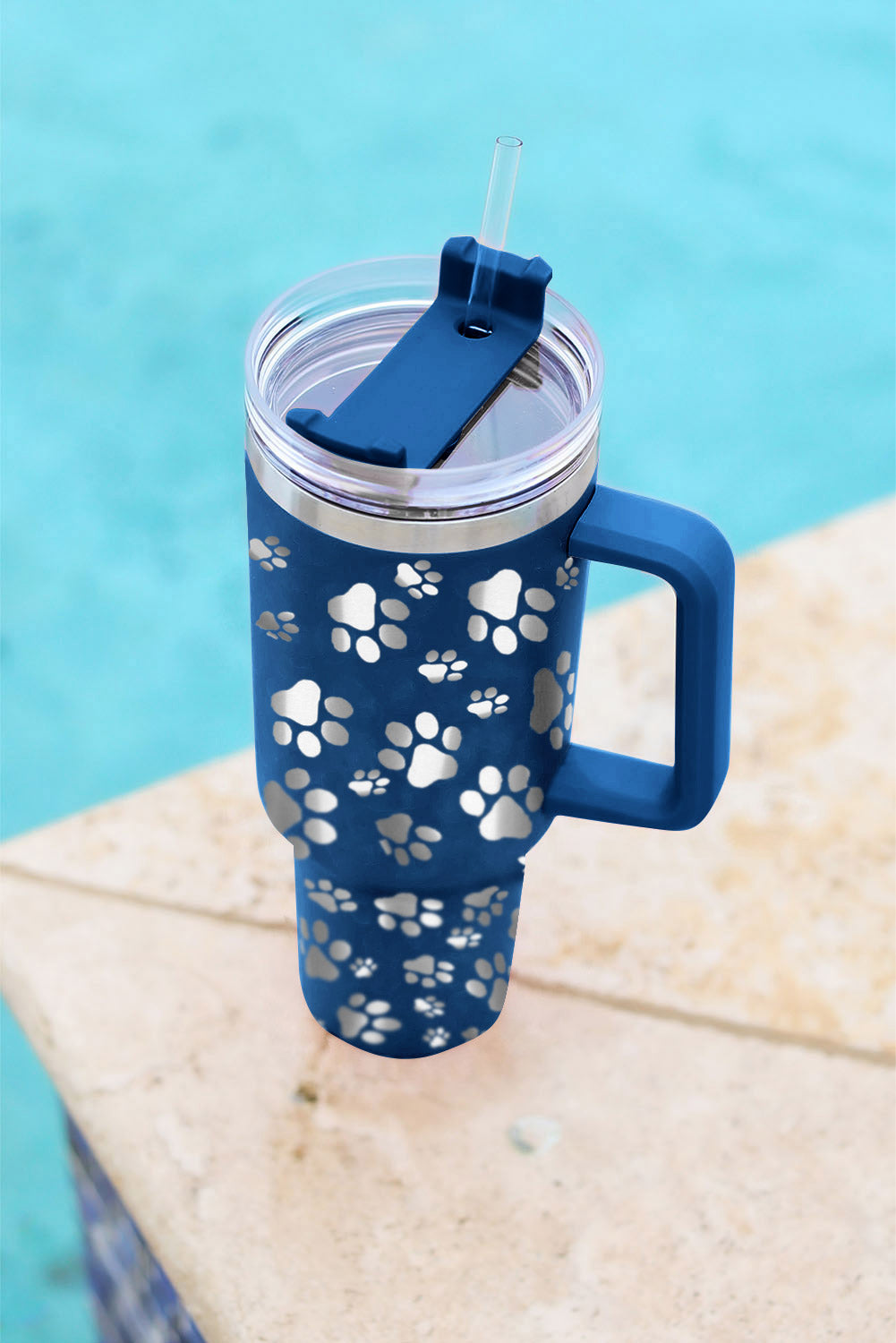 Blue 40oz Cat Paw Print 304 Stainless Steel Thermos Cup Tumblers JT's Designer Fashion