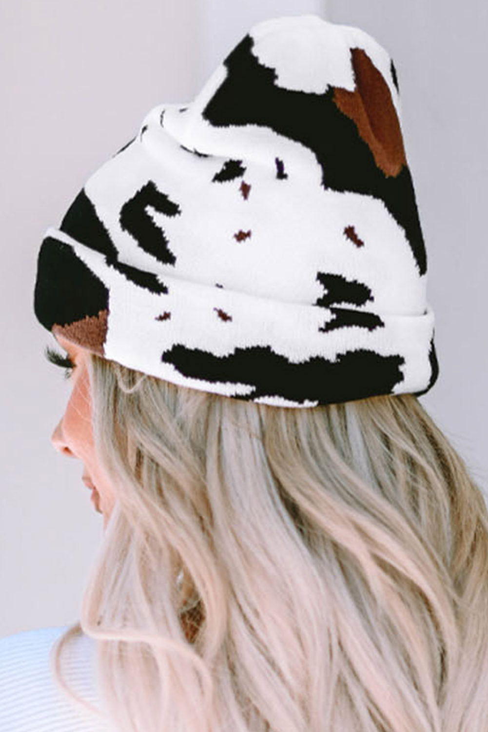 Black Cow Spots Printed Warm Beanie Hat Hats & Caps JT's Designer Fashion