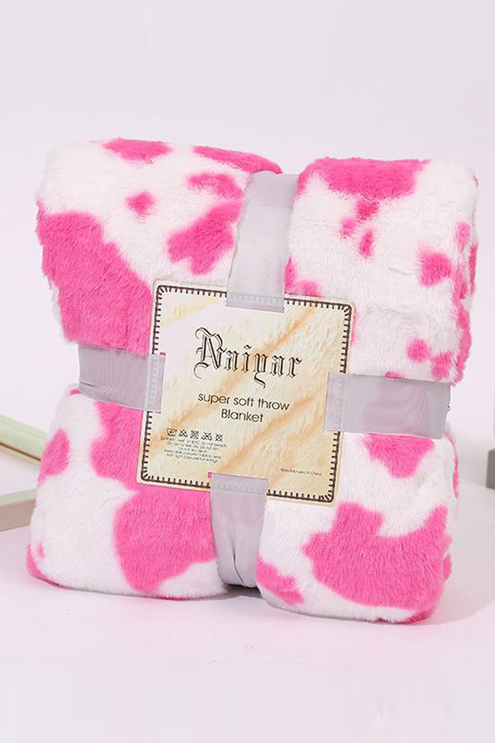 Dark Pink Cow Spot Print Flannel Blanket 75*100cm Other Accessories JT's Designer Fashion