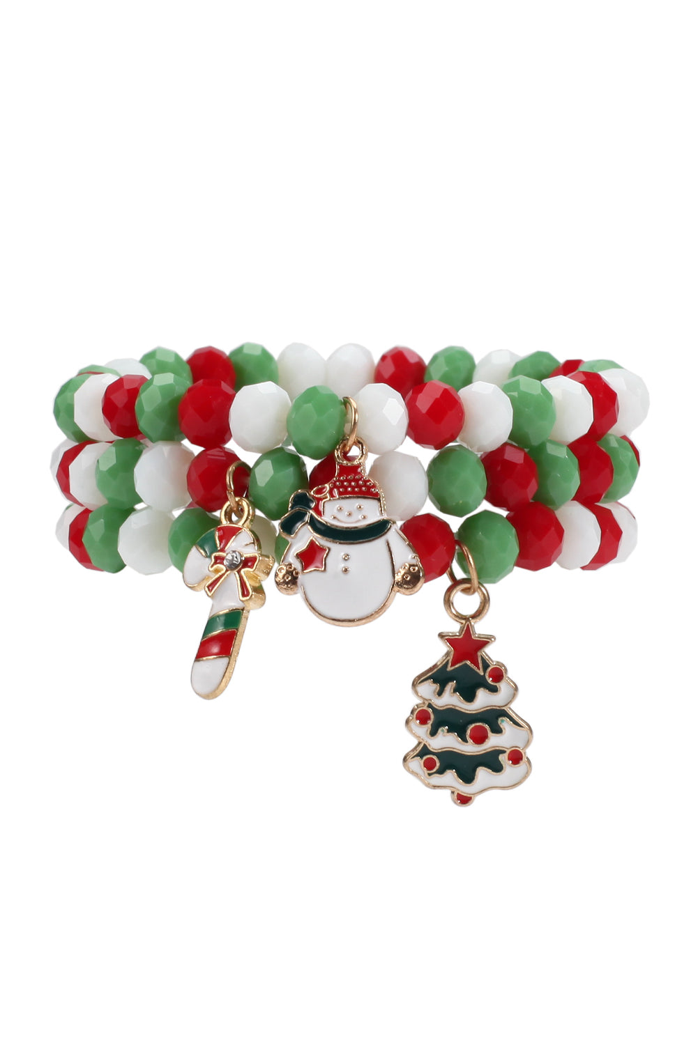 Multicolor Polyhedral Beads Christmas Multi-layer Bracelet Jewelry JT's Designer Fashion