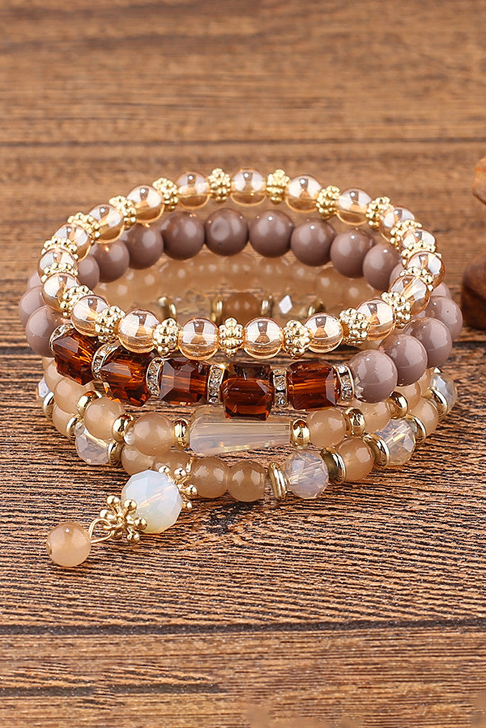 Apricot Multi-Beading Crystal Boho Bracelet Jewelry JT's Designer Fashion