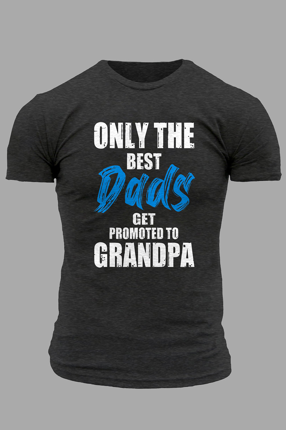 Gray Best Dad Promoted To Grandpa Mens Graphic Tee Men's Tops JT's Designer Fashion