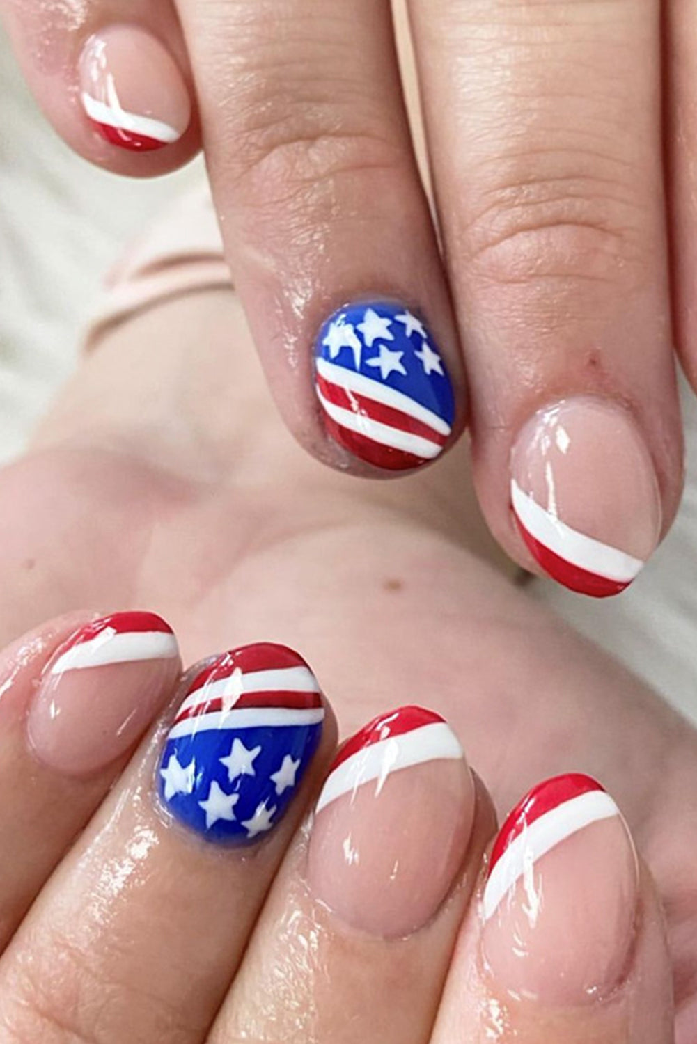 Multicolor Independence Day Star and Striped False Nails Other Accessories JT's Designer Fashion