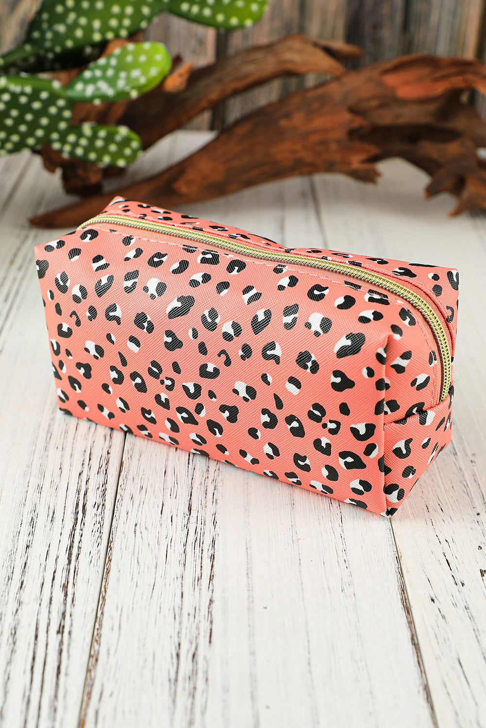 Pink Leopard Print Zipped Cuboid Cosmetic Bag 19*8*9cm Other Accessories JT's Designer Fashion