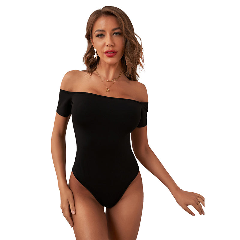 Black Off Shoulder Bodysuit Bodysuits JT's Designer Fashion