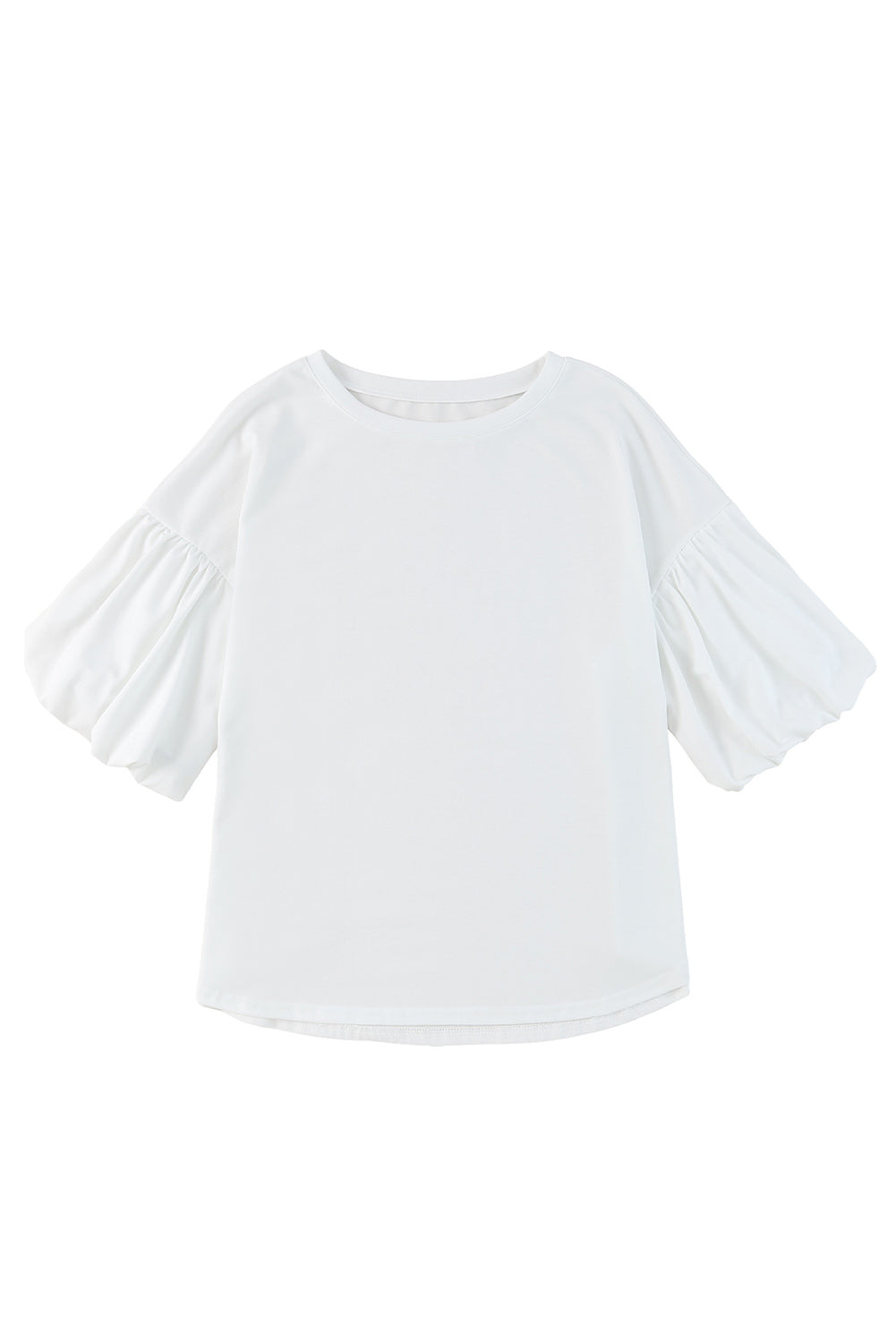 White Joint Bubble Sleeve Round Neck Blouse Blouses & Shirts JT's Designer Fashion