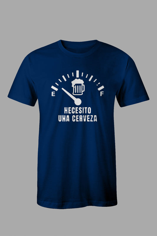 Blue HECESITO UHA CERVEZA Graphic Print Men's T Shirt Blue 62%Polyester+32%Cotton+6%Elastane Men's Tops JT's Designer Fashion