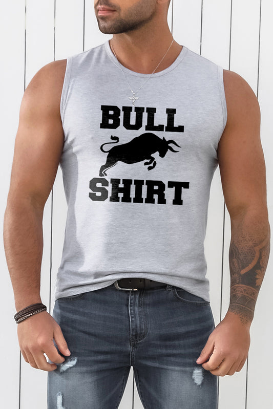 Gray BULL SHIRT Graphic Print Muscle Fit Men's Tank Top Gray 62%Polyester+32%Cotton+6%Elastane Men's Tops JT's Designer Fashion