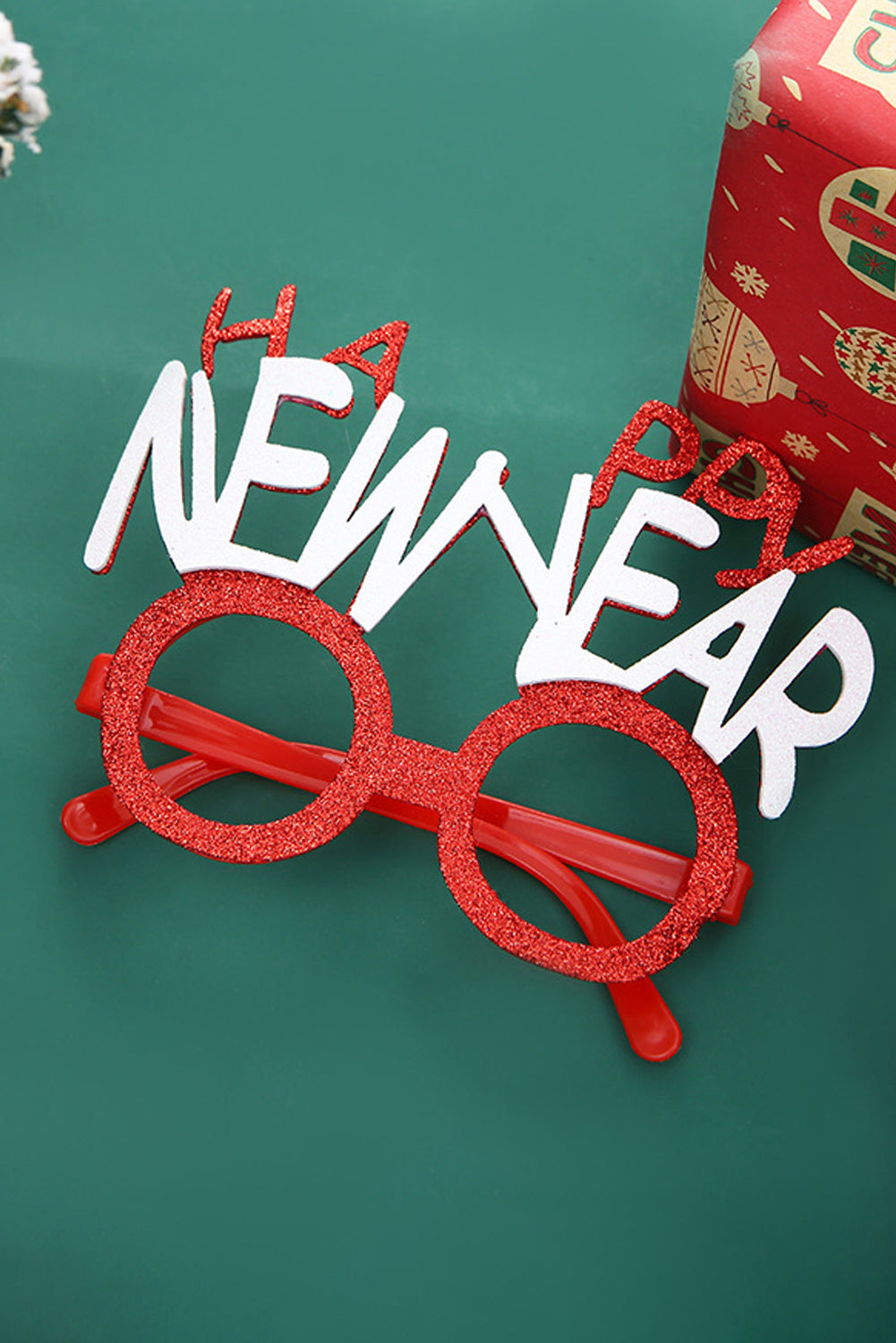 Red Glitter HAPPY NEW YEAR Christmas Party Glasses Other Accessories JT's Designer Fashion