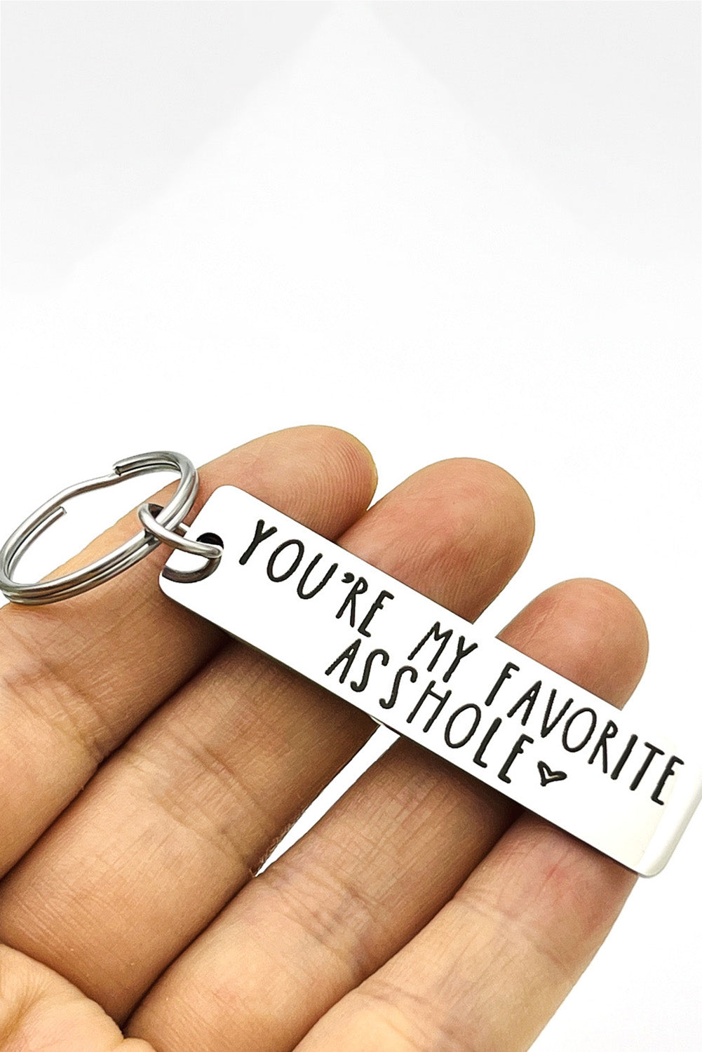 Silvery Valentine Lettered Stainless Steel Keychain Other Accessories JT's Designer Fashion