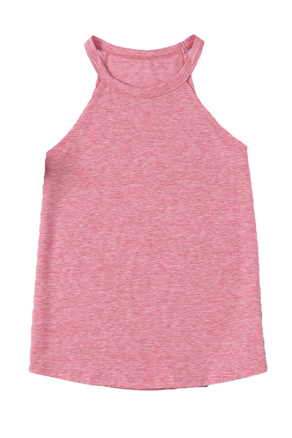 Pink Solid Color Crew Neck Tank Top Tank Tops JT's Designer Fashion