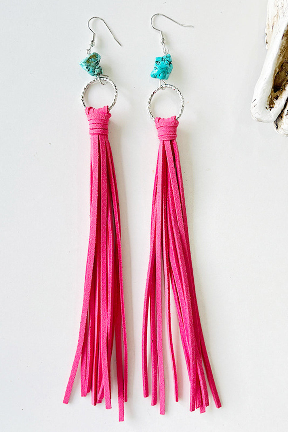 Rose Red Western Turquoise O-ring Tassel Earrings Jewelry JT's Designer Fashion