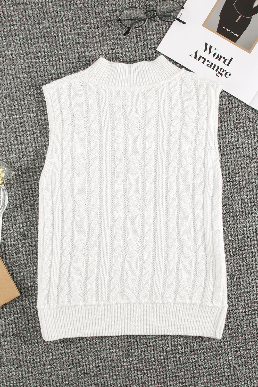 High Neck Cable Knit Sweater Vest Tank Tops JT's Designer Fashion