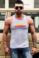 Gray Letter Print Slim-fit O-neck Men's Tank Top Men's Tops JT's Designer Fashion