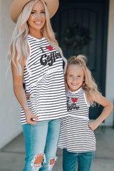 Family Matching I Love Coffee Heart Print Striped Girl's Tank Top Family T-shirts JT's Designer Fashion