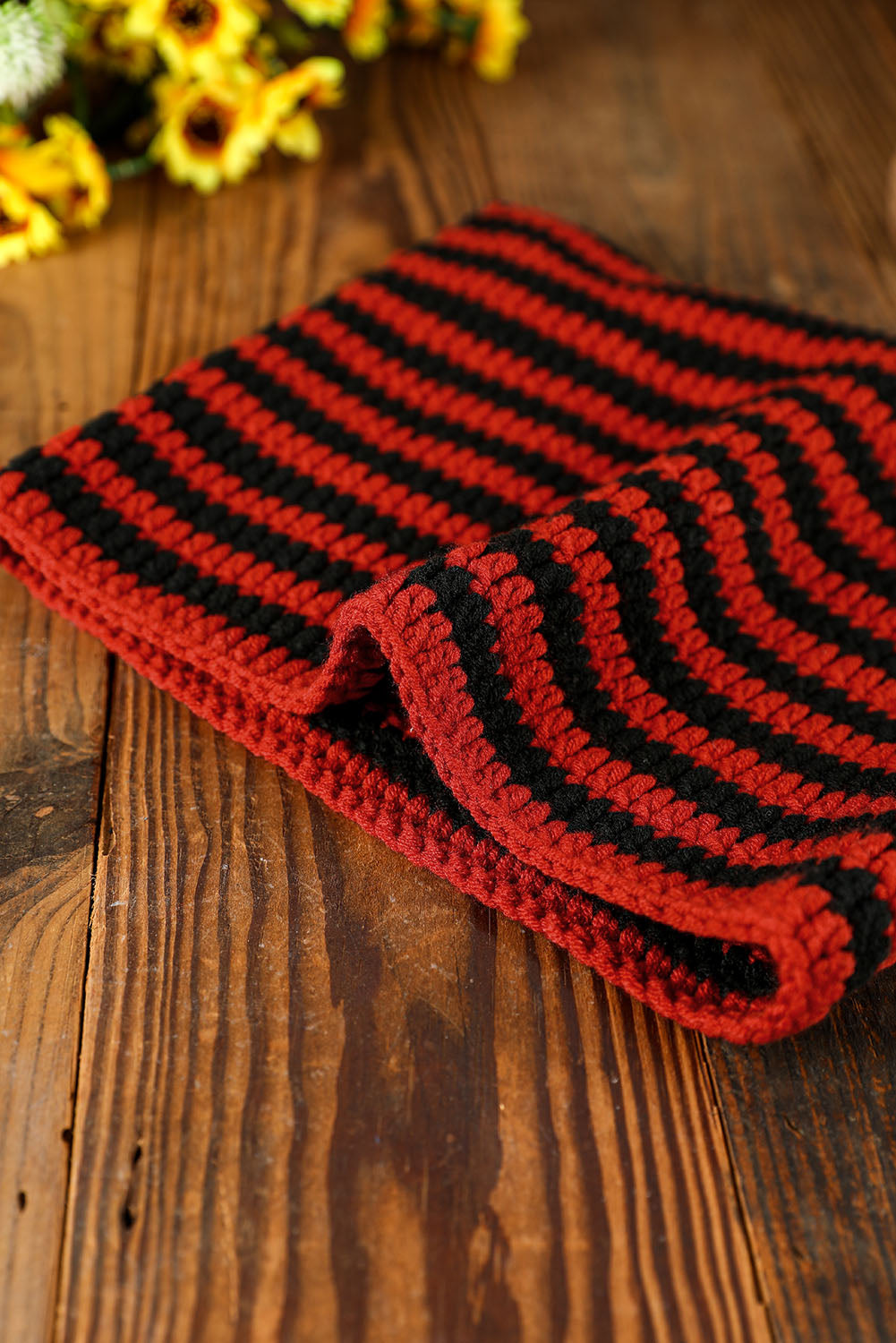 Red Cute Striped Cat-Ear Knit Beanie Hat Hats & Caps JT's Designer Fashion