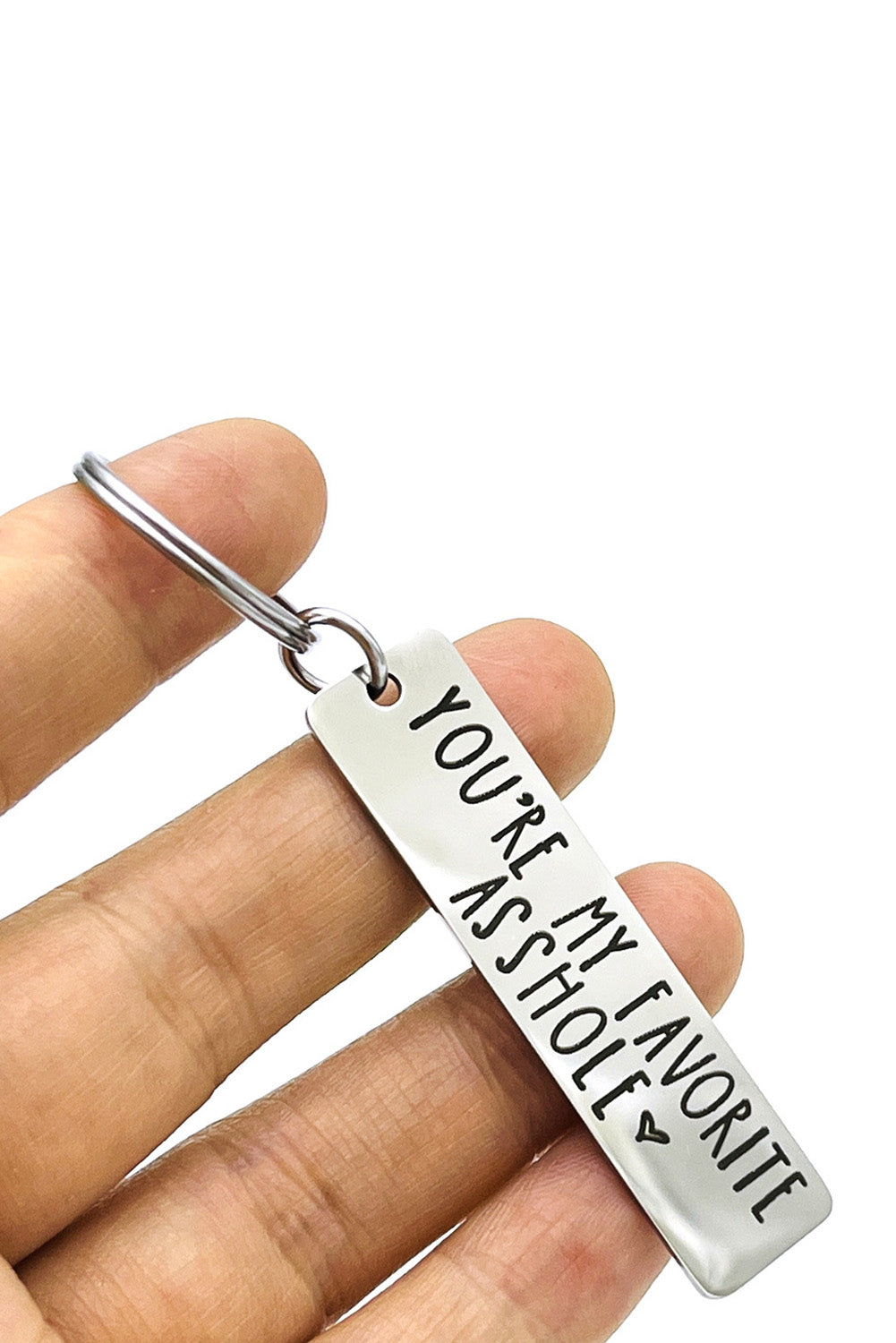 Silvery Valentine Lettered Stainless Steel Keychain Other Accessories JT's Designer Fashion