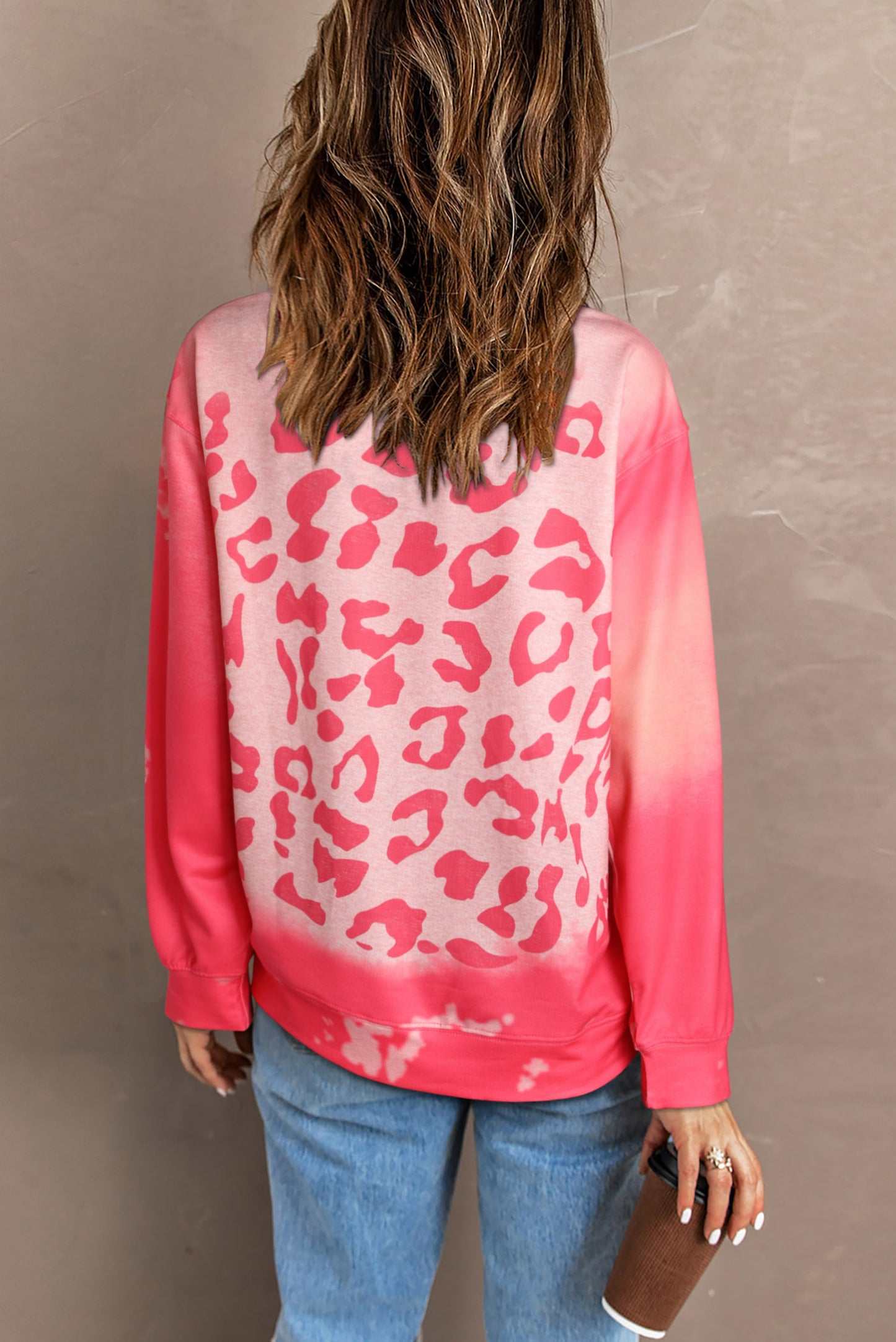 Pink MAMA Leopard Print Crew Neck Pullover Sweatshirt Graphic Sweatshirts JT's Designer Fashion