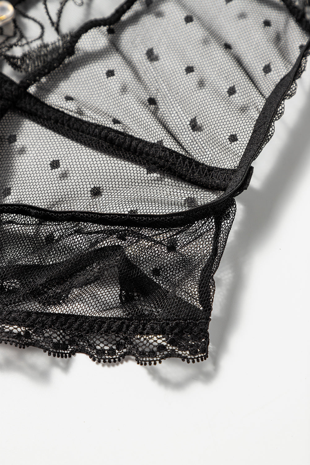 Black Lace Mesh Sheer Spaghetti Straps Teddy Lingerie Teddy Lingerie JT's Designer Fashion