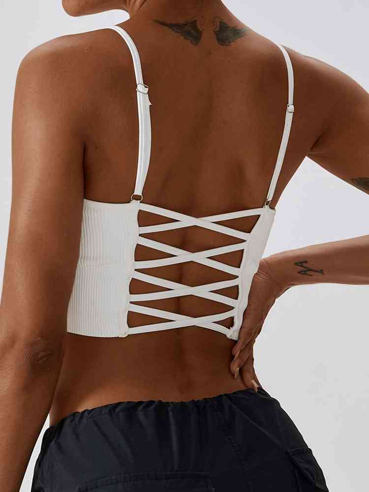 Lace-Up Cropped Tank Top White Crop Tops JT's Designer Fashion