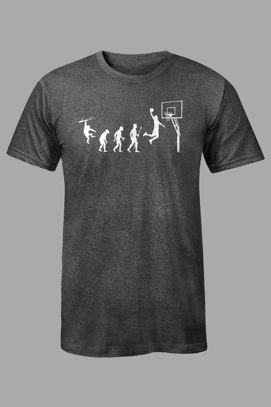 Gray Men's Basketball Graphic Print Slim-fit Short Sleeve T Shirt Gray 62%Polyester+32%Cotton+6%Elastane Men's Tops JT's Designer Fashion