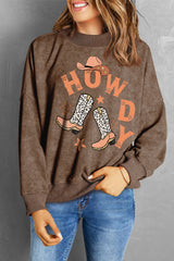 Brown HOWDY Western Fashion Graphic Sweatshirt Graphic Sweatshirts JT's Designer Fashion