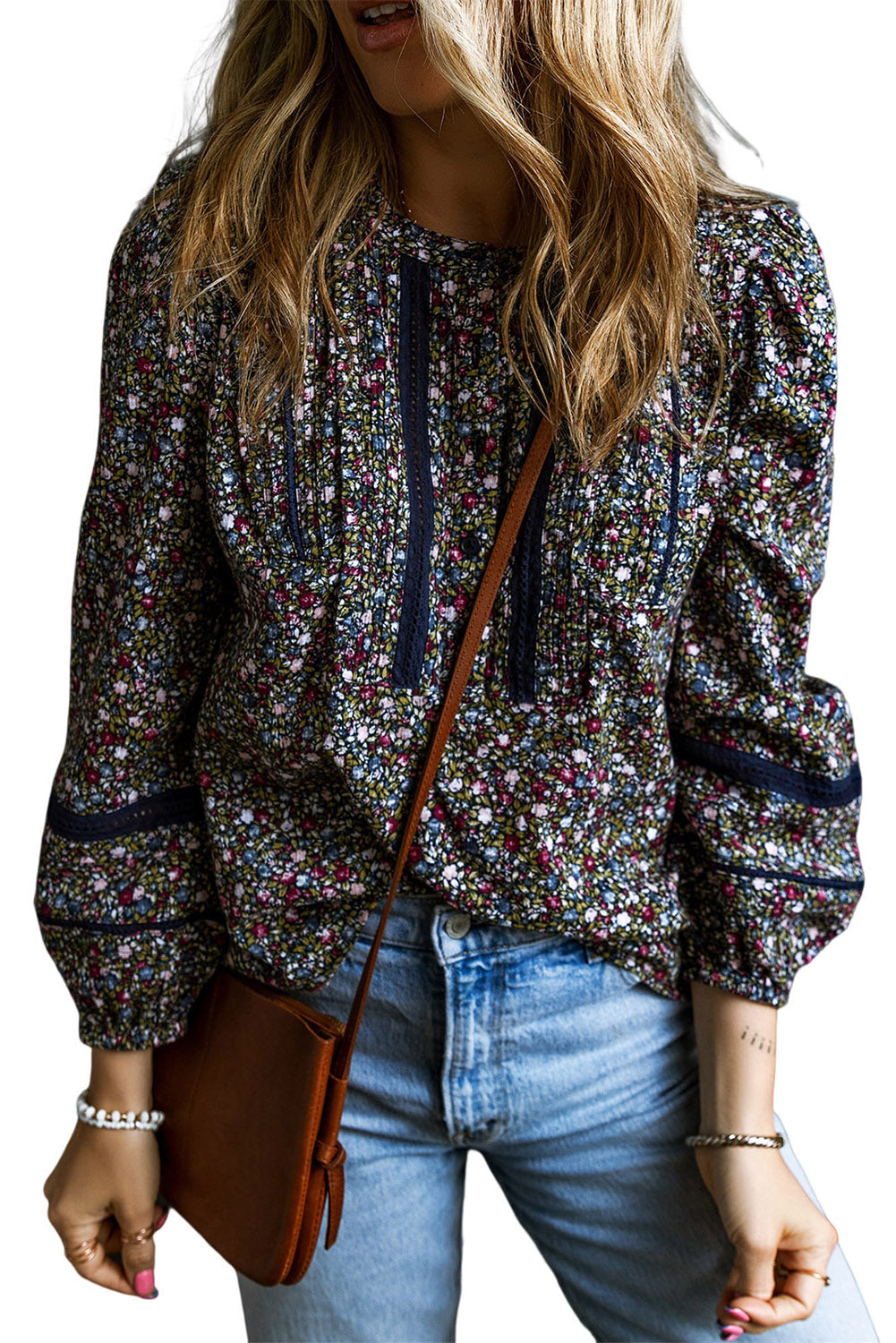 Multicolor Floral Print Puff Sleeve Blouse Outerwear JT's Designer Fashion